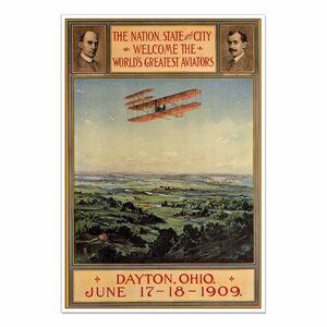 Wright Bros Early Flight: Vintage Advertisement Reprint 13"by19" Travel Poster
